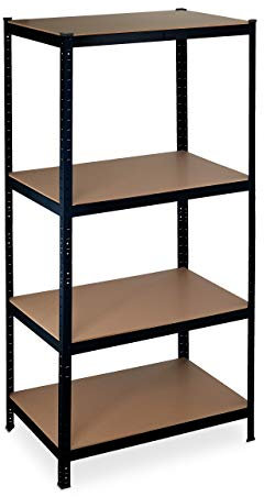 Relaxdays Étagère charge lourde, Meuble de rangement à clip, capacité 1060 kg, garage, HLP: 180x90x60 cm, noir