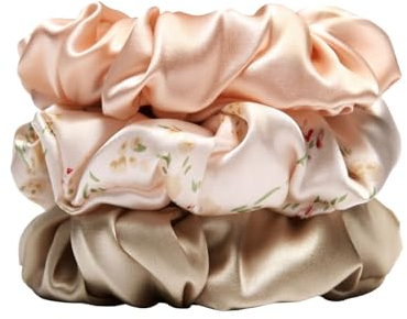 3 Stück Seiden Haargummis Damen 100% reine Maulbeerseide, 16 Momme Seide Haarringe mit Gummiband, Haargummis für Damen und Mädchen Silk Scrunchies Geschenk für Frauen