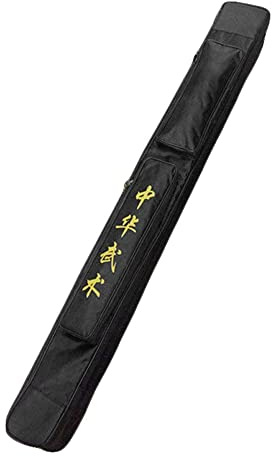 ALFEEL Chinese Kung Fu Taichi Sword Carrying Bag -Martial Arts Weapons Case Shoulder Bag - Oxford Cloth with PU (Black&Black)