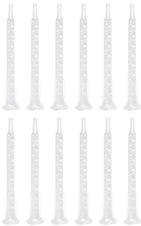 sourcing map 20 Pcs Epoxy Tubes Static Mixer, 4.06-inch Plastic Resin Mixing Nozzle Flat Tip for AB Glue Adhesive Gun Applicator 50mL Cartridges, White