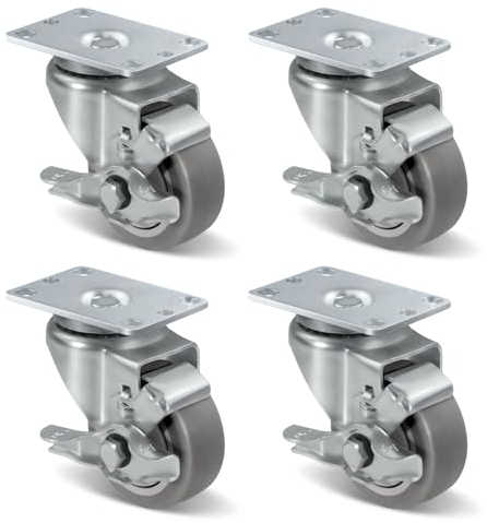 NINOSO 7,6 cm Bockrollen, robuste Feststellrollen, Set mit 4 Lenkrollen für Wagen, Möbel, Werkbank