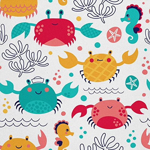 HEKO PANELS Stoff Oxford wasserdicht, Bunte Krabben, 1 Meter 155 x 100 cm | Dekostoffe zum Nähen und Handwerken, blickdichte Möbelstoffe, Nähstoffe DIY, als Meterware erhältlich