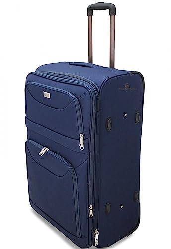Valigia ORMI bagaglio a mano da cabina piccola M 55x35x20 media L 64x41x27 grande XL 72x46x30 espandibile resistente con 2 ruote (L(61x41x27), Blu)