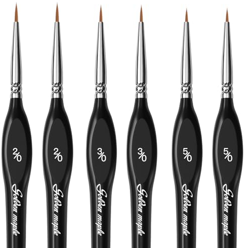 Miniatur Pinsel, 6PC Fine Detail Paint Brushes Set 2/0 3/0 5/0, Mini Small Painting Brushes für Handwerk, Acryl, Aquarell, Öl, Modell, Gesicht & Malen nach Zahlen, Figurine, Schwarz