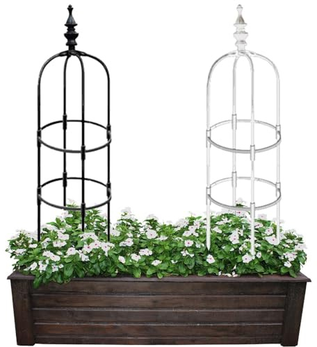 Obélisque De Jardin De 60cm 90cm 120cm 150cm 180cm pour Les Plantes Grimpantes, Tour Treillis Métallique Résistant À La Rouille pour Le Rosier, Noir/Blanc (Color : Blanc, Size : 23x180cm/9.1x71in)