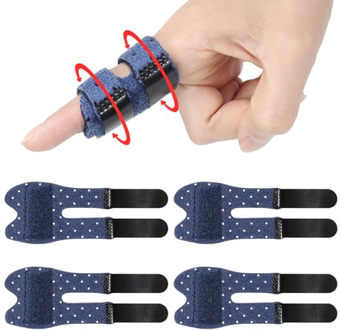 Wisesso Trigger Thumb Splints, Finger Splint for Broken/Straightening/Arthritis, Breathable Thumb Brace for Thumb/Middle/Ring/Index/Pinky Finger, Blue, Short, 4pcs