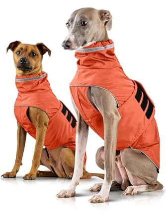 ZAUBERPFOTE® Hunderegenmantel London I Mit extra langem YKK® Reißverschluss für Halsband & Geschirr I Für kleine, mittlere & große Hunde I Wasserdicht & Maschinenwaschbar I Regenmantel für Hunde (55)