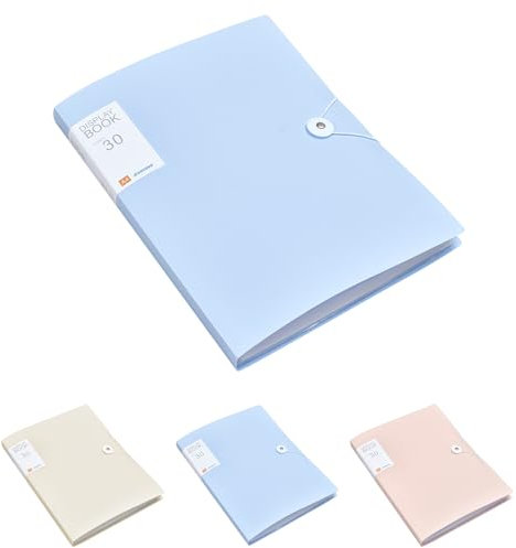 Präsentationsmappe A4 Sichtbuch A4 mit Klarsichthüllen 30 Taschen Sichtmappe Ordner mit Folien Projektordner für Broschüren Berichte Zertifikate Schulordner (Blau)