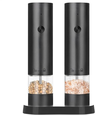 Electric Salt and Pepper Grinder Set - Chili Grinder LED Light Rechargeable Pepper Grinder | Automatic Pepper Mill, Salt Chili Grinder, Grinder Bottle Kitchen BBQ Tools