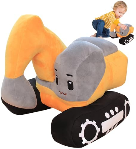 Afenau Bagger Kuscheltier, 26 * 23cm Plüsch Bagger Spielzeug, Kuscheltier für Jungen und Mädchen, Geburtstagsgeschenk