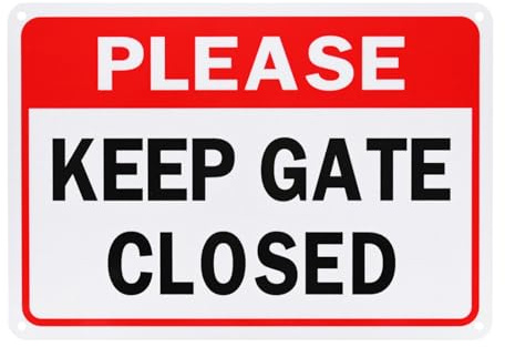 M METERXITY 1-Pack Please Keep Gate Closed Sign 10 x 7, Red White Black | Rust Free Waterproof Signs Fade Resistant Aluminum Reflective Sign, for Indoor, Outdoor, Home, Office