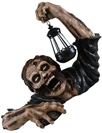 CAXUSD Outdoor Halloween Decor Resin Zombie Sculpture Zombie Lantern Ornament Halloween Garden Decoration Lantern Resin Craft