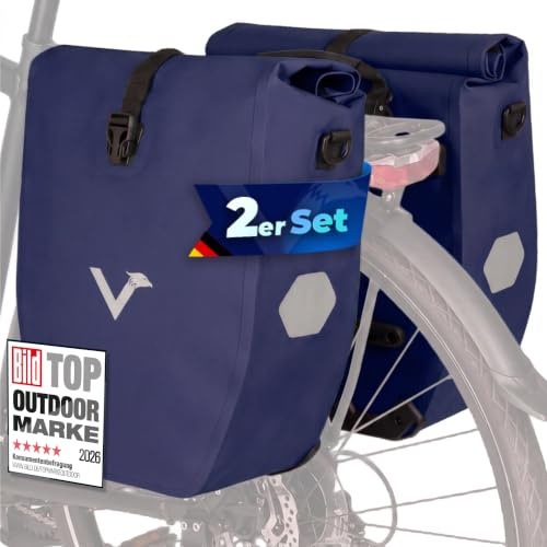 Valkental Gepäckträgertasche, Wasserdicht & Abschließbar | Abschließbar für Diebstahlschutz, große Reflektoren für Sichtbarkeit, bombenfester Sitz, mehrfach ausgezeichnet, langlebig