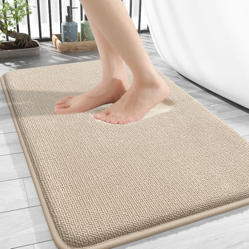 Homaxy Memoryschaum Badezimmerteppich Weich Badematte rutschfest Waschbar Dick Badteppich Saugfähig Badvorleger Bad Teppich Duschvorleger für Badezimmer - 40x60 cm, Beige