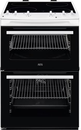 AEG CCX6501ACW 60cm Double Oven Electric Cooker with Ceramic Hob - White - A Rated