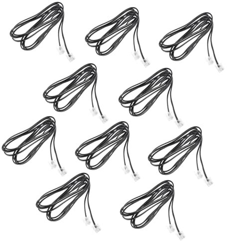 VILLCASE 10pcs 2-meter 4-core Landline Cable Telephone Cord Set for Home and Office Use with Rj11 Connector Phone Line Accessories
