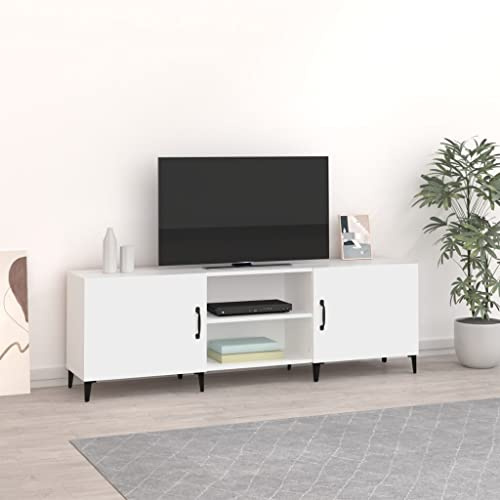 Mobile TV 150 x 30 x 50 cm, moderno mobile TV bianco per soggiorno e camera da letto, elegante mobile mobile TV, elegante centro intrattenimento, versatile console multimediale
