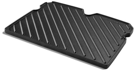 BURNHARD® Grillplatte Gusseisen beidseitig – für Gasgrill WAYNE 1-Brenner - glatt & geriffelt | BBQ Wendeplatte emailliert | Antihaft-Grillpfanne mit Fettablauf
