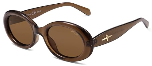 SOJOS Sonnenbrille Damen Herren Polarisiert Retro Oval Kleine 90er Jahre Vintage Kleines Gesicht UV400 Schutz Sonnenbrillen SJ2286