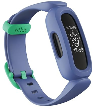 Google Fitbit Ace 3 Activity Tracker for Kids 6+, One Size, Blue Green (Renewed)