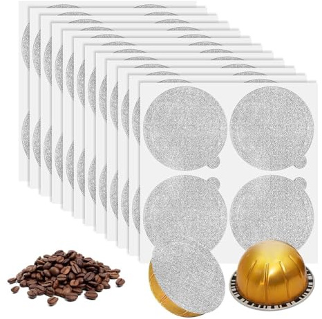 CAIONPLE Lot de 120 capsules de café réutilisables en feuille d'aluminium pour Vertuoline Vertuo 62 mm