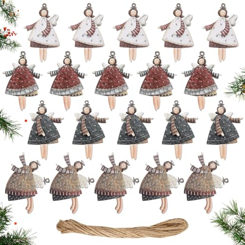 20 Stück Kleine Engel Anhänger für Weihnachtsbaum Holz Weihnachtsengel Weihnachten Deko Weihnachtsanhänger Schutzengel Geschenk Christbaumschmuck Decorations Silvester Glücksbringer 8 * 6 cm