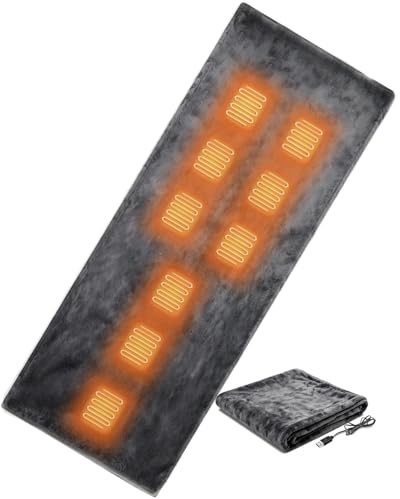 Heated Sleeping Bag Liner for Camping - Heated Blanket for Camping Portable Heating Sleeping Bag Pad 3 Adjustable Temperature Levels with 9 Heating Zones for Cold Weather Backpacking or Hiking