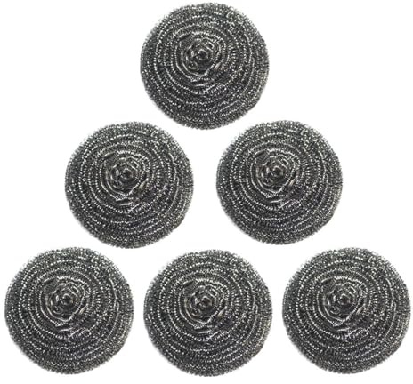 Éponges En Acier Inoxydable Set De 6, Paille De Fer, Eponge Grattante, Eponge Metallique pour Nettoyer Les Ustensiles de Cuisine Tels Que Les Plaques de Cuisson, Les Casseroles, Les Bols, Poêles, Gril