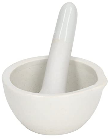 Elprico Mortero de Cerámica de Molienda Fina y Conchas de Rectificado de Alto Brillo de Alta Capacidad de 60 Ml de Capacidad, para Hierbas y Semillas, Adecuada para Accesorios de Laboratorio