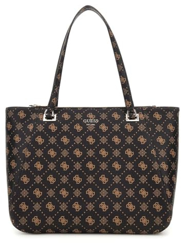 GUESS Calebra Tote Bag Espresso Logo Laptop Shopper Bag Dark Brown