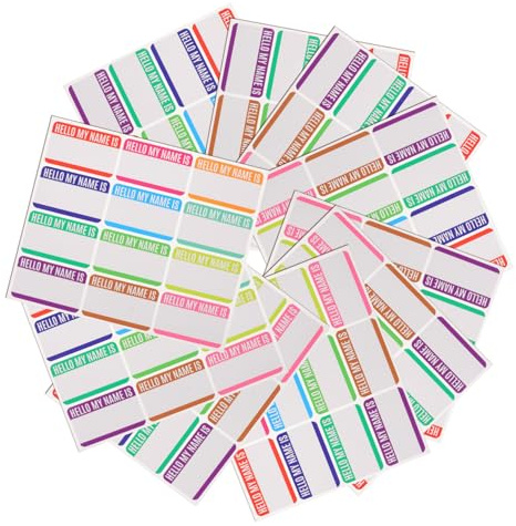 HOMSFOU 10 hojas Etiquetas Adhesivas Impermeables para Nombre Reutilizables para Botellas Ropa y Útiles Escolares Pegatinas Personalizables para Guardería