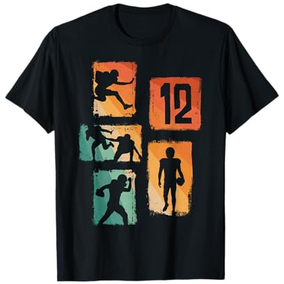 12th Birthday Retro American Football 12 Years Old Boy Girl T-Shirt