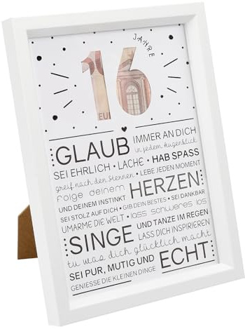 XRVRILE 16.Geburtstag Geldgeschenk Bilderrahme, Deko 16. Geburtstag Junge, Geschenke zum 16 Geburtstag Mädchen