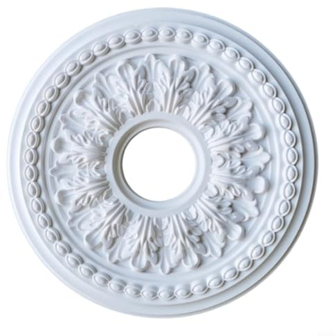 EXTRWORY Lámpara de techo, rosetón de techo redondo de PU, panel de medallón, accesorio decorativo para iluminación, dos opciones: perforar o no perforar, accesorios para decoración del hogar (35 cm