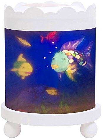 Trousselier - Regenbogenfisch - Nachtlicht - Magisches Karussell - Ideales Geburtsgeschenk - Farbe Holz weiß - animierte Bilder - beruhigendes Licht - 12V 10W Glühbirne inklusive - EU Stecker