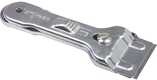 Scanpart 1100000017 glaskeramisk skrapa för rengöring av matlagningsytor/ergonomiskt format handtag med upphängningsfunktion/silver