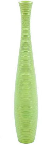Leewadee Große Hohe Bodenvase 65 cm - Handgefertigte Mangoholz-Bodenvase in Grün für Pampasgras & Trockenblumen