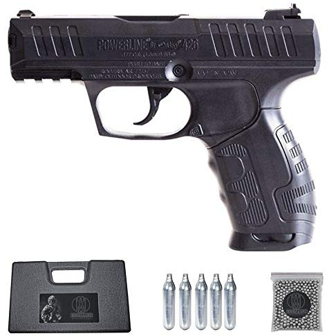 Ecommur. 426 Daisy Powerline | Pistola de perdigones (Bolas BB's de Acero) de Aire comprimido semiautomática Tipo Walther CP99 Cal. 4,5mm + maletín + balines y CO2