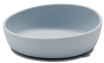 Doidy Ciotola in silicone per bambini, con ventosa, morbida, flessibile, per lo svezzamento, antiscivolo, con ventosa, inclinata, da 6 mesi al bambino (grigio)
