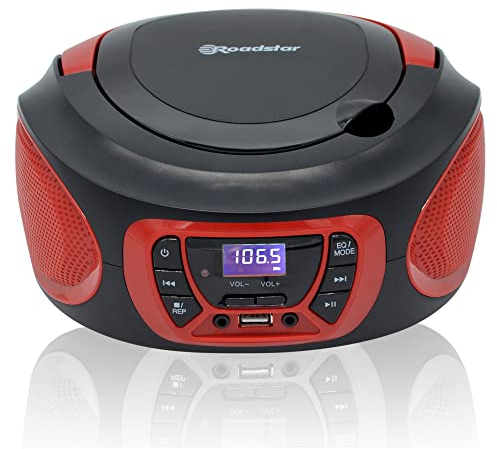 Roadstar Radio portatile stereo FM + CD - MP3 player e ingresso USB rossa