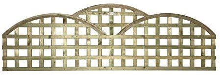 Triple Dome 6x1ft (W: 6ft x H: 1ft) Traditional Art Deco Style Cloud-Topped Pressure-Treated Trellis Panel 60-70mm Privacy Squares Fence Topper/Wall Art Width 1828mm x Height: 560mm