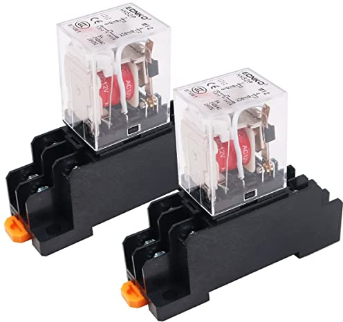 WANGCL 2 piezas Mini Relé AC 12V Interruptor Electromagnético 8 pines DPDT Relé 2NO+2NC con base de enchufe Indicador LED