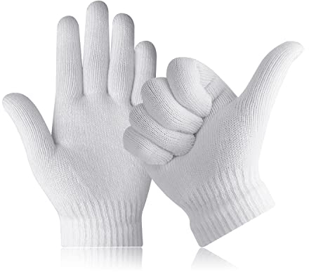 Bujingyun Volle Finger gestrickte Strickhandschuhe Warme Mitten Winter Gunst für Jungen und Mädchen (weiß-M)