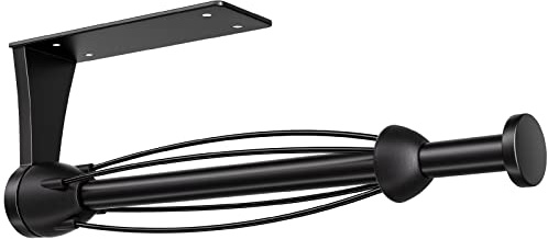 Paper Towel Holder Under Cabinet, Single Hand Operable Wall Mount with Damping Effect, Self-Adhesive or Drilled for Kitchen Bathroom, Black