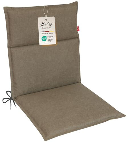 Herlag Polsterauflage Bea Niederlehner 100x50x4,5cm | Wasserabweisende Gartenstuhlauflage Fleckschutz | Bequeme Camping Sitzauflagen | Pflegeleichte Easy-Line | Öko Tex 100 | 1 Polster | Taupe