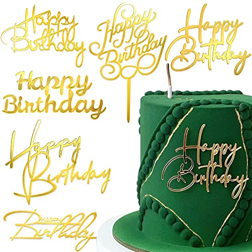 6 Stück Happy Birthday Cake Topper Happy Birthday Tortendeko Geburtstag Torten Topper Acryl Caketopper Geburtstagsdeko Tortenaufleger Seite Kuchendeko cake decoration Kuchen Deko Kuchendekoration