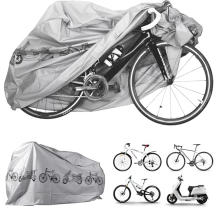 MFCGHXR 2 Pcs Bike Cover, Bike Covers for Outside Storage, Waterproof, Dustproof, UV Resistant - Outdoor Bicycle Storage - Fits Mountain Bike, Road Bike - 105 x 200 cm - Lightweight Design