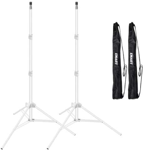 EMART 2 m Lichtständer für Fotografie, tragbares Foto-Video-Stativ, 2 Stück, Beleuchtungsständer mit Tragetasche für Speedlight, Blitz, Softbox, Stroboskoplicht, Kamera, Foto-Porträt, Weiß