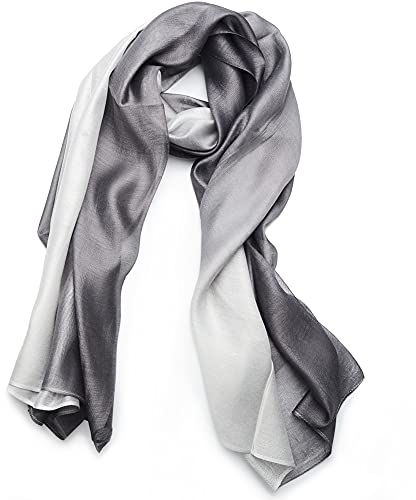 SNUG STAR Baumwolle Seidenschal Elegante Weiche Wraps Farbton Schals für Frauen (Verlauf - Dunkelgrau)