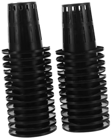 CIYODO Netztöpfe Anzuchttöpfe 50 Stück Kunststoff Schwarze Wiederverwendbare Pflanzkörbe für Hydroponik und Bodenanbau für Gemüse und Obst für Indoor Kultivierung